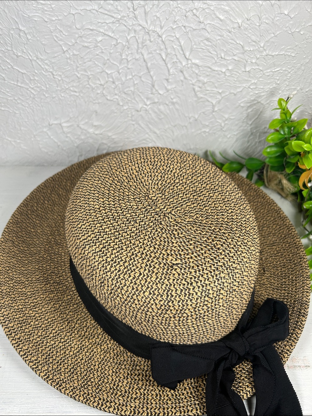 Coolibar “ Clara” Sun Hat Wide Brim Straw Sun Hat with Black Band UPF 50+ - Picture 11 of 14
